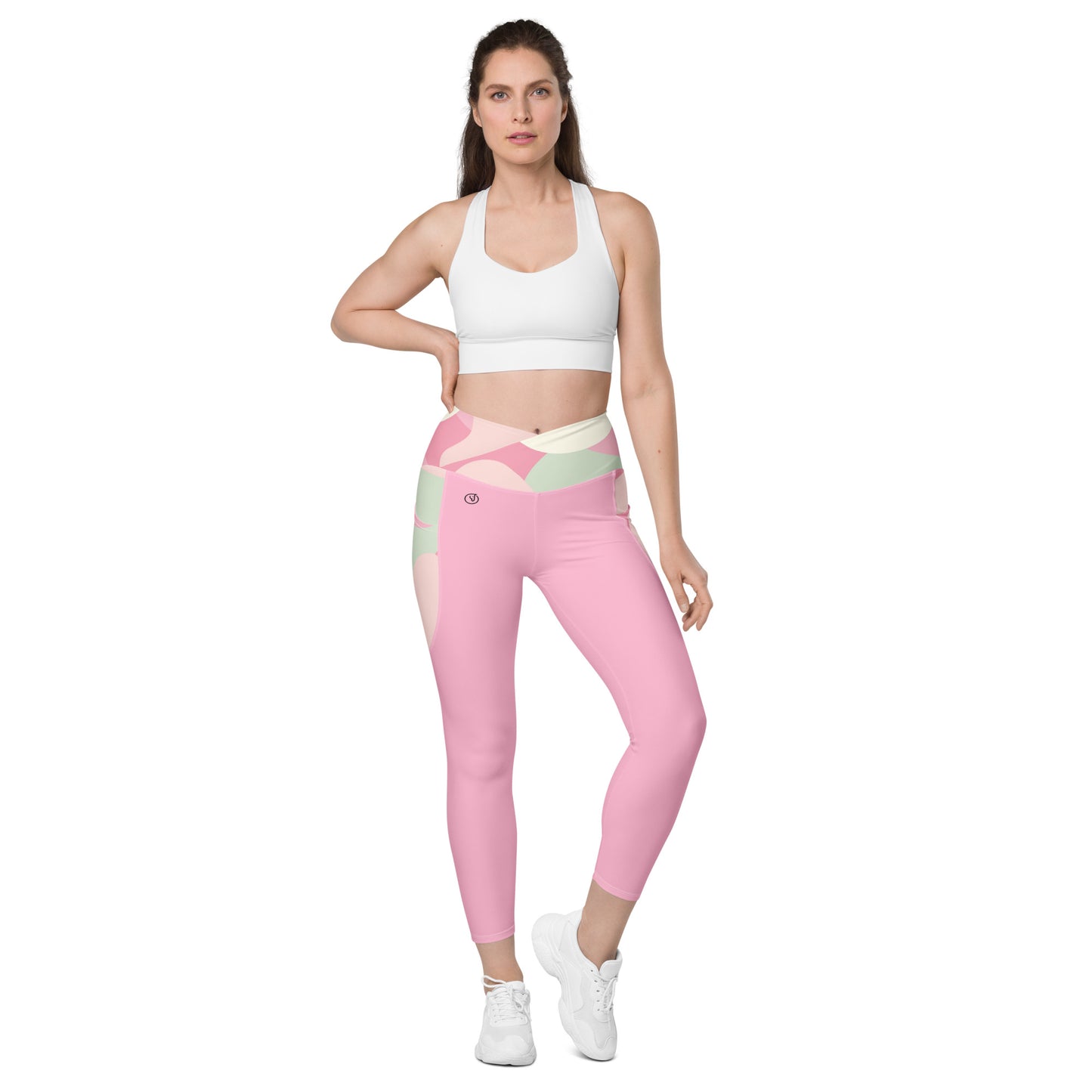Humble Sportswear, women's pink abstract pocket leggings with compression
