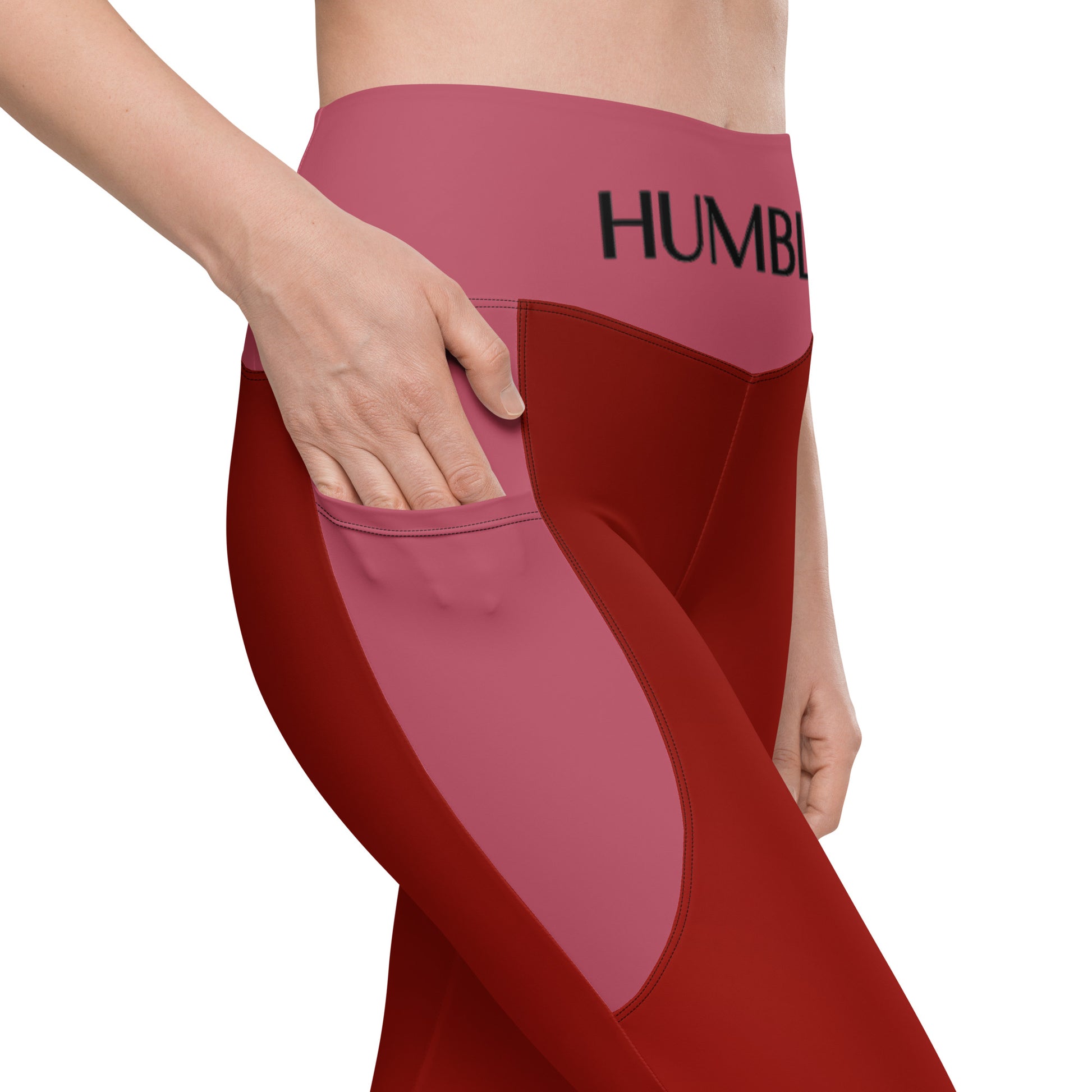 Humble Sportswear™ Women's Deep Red Active Compression Leggings - Mireille Fine Art