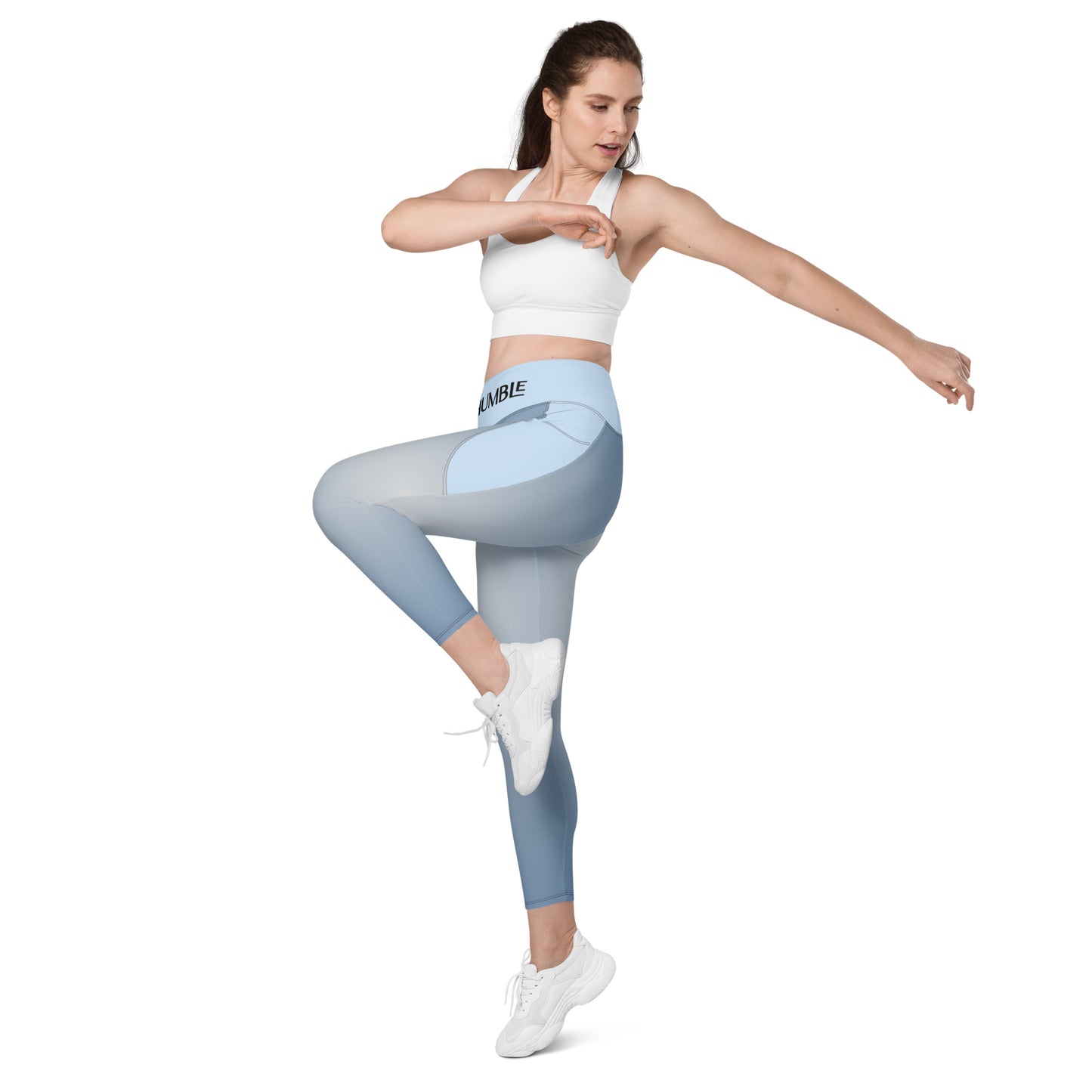 Humble Sportswear™ Women’s Frost Blue Active Compression Leggings - Mireille Fine Art