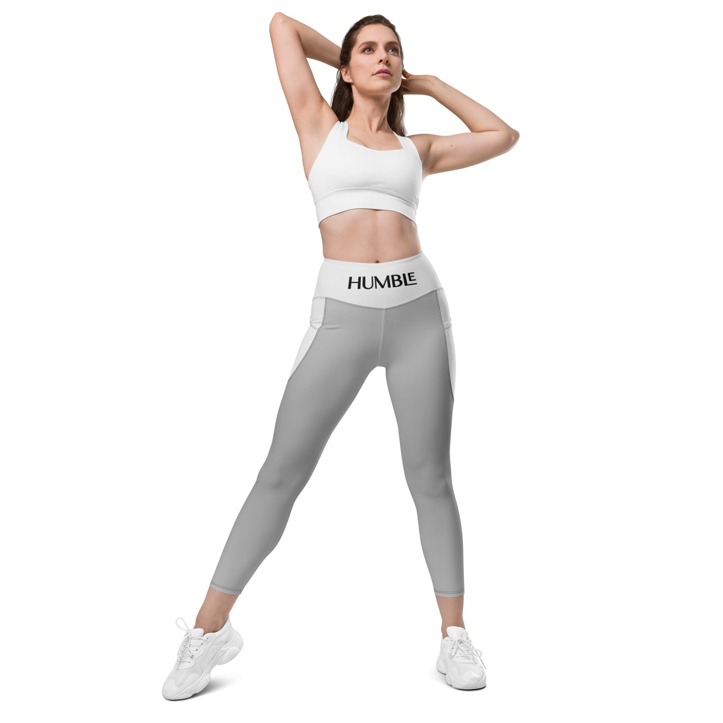 Humble Sportswear™ Women's Frost Grey Active Compression Leggings - Mireille Fine Art