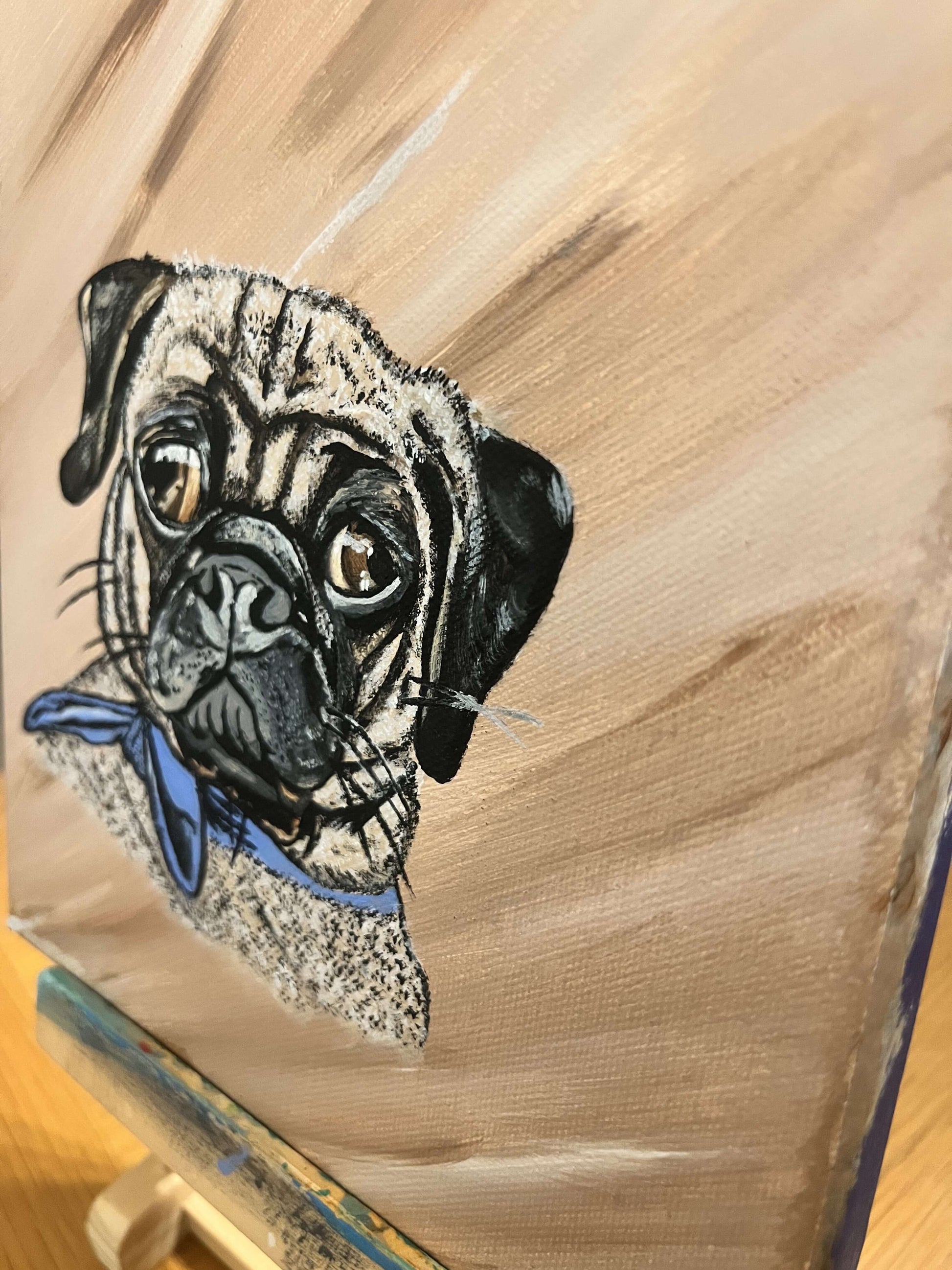 Tawny Pug Puppy Sunshine Fine Art Painting - Mireille Fine Art